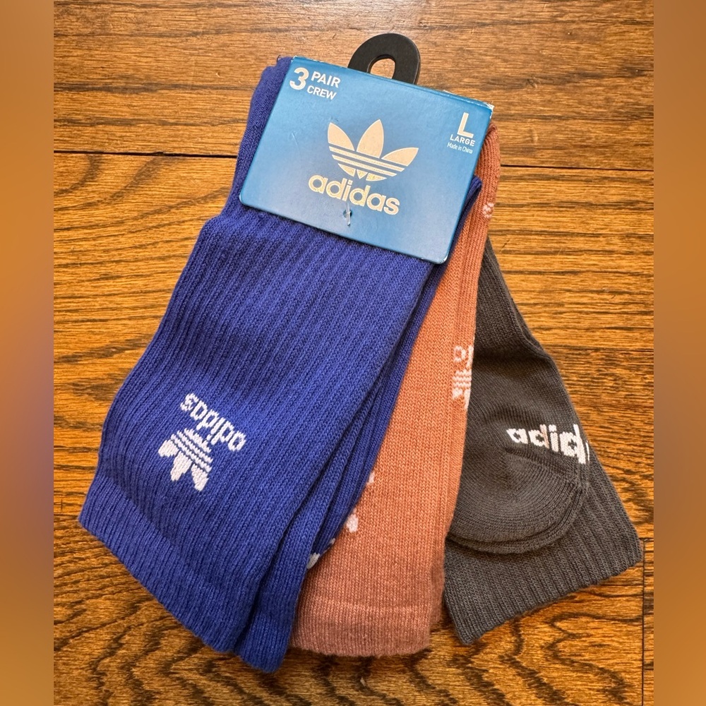 adidas Originals Men's Color Wash Crew Socks - 3 Pack, NWT - Picture 6 of 7